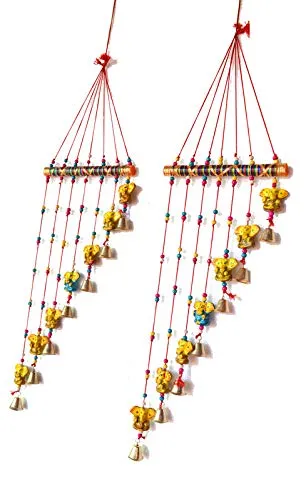 PALPAL Art Gallery Ganesha Wind Chimes/Safe Combo Set of 2 Home Decoration Items for Hall balcaney Wall/Door/Window Hanging Bells(90 cm Multicolour)