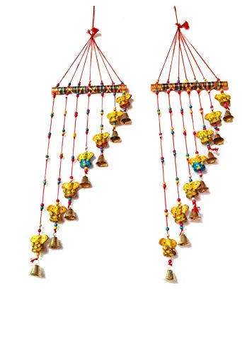 PALPAL Art Gallery Ganesha Wind Chimes/Safe Combo Set of 2 Home Decoration Items for Hall balcaney Wall/Door/Window Hanging Bells(90 cm Multicolour)