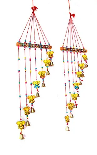 PALPAL Art Gallery Ganesha Wind Chimes/Safe Combo Set of 2 Home Decoration Items for Hall balcaney Wall/Door/Window Hanging Bells(90 cm Multicolour)