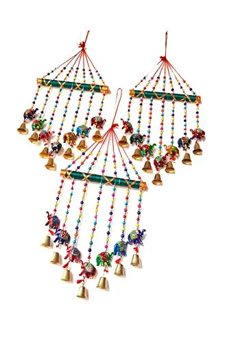 PALPAL Art Gallery Wind Chimes Combo Set of 3 Home Decoration Items for Hall balcaney Wall/Door/Window Hanging Bells (44 cm Multicolour)