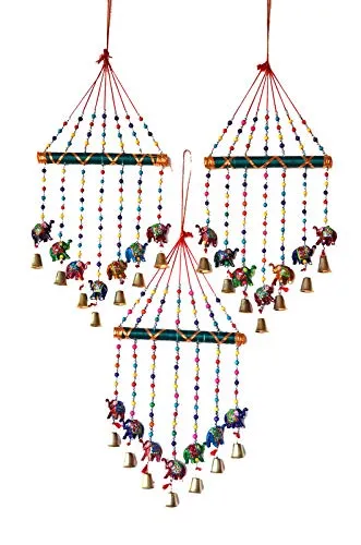 PALPAL Art Gallery Wind Chimes Combo Set of 3 Home Decoration Items for Hall balcaney Wall/Door/Window Hanging Bells (44 cm Multicolour)