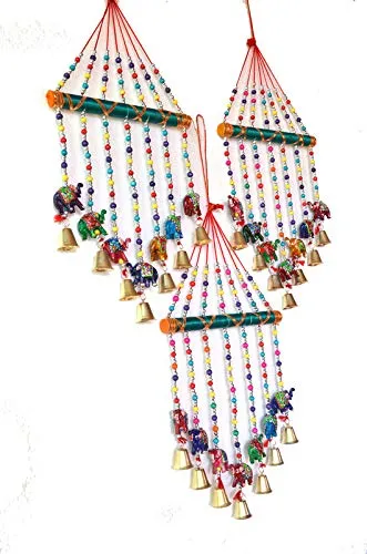 PALPAL Art Gallery Wind Chimes Combo Set of 3 Home Decoration Items for Hall balcaney Wall/Door/Window Hanging Bells (44 cm Multicolour)