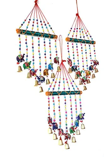 PALPAL Art Gallery Wind Chimes Combo Set of 3 Home Decoration Items for Hall balcaney Wall/Door/Window Hanging Bells (44 cm Multicolour)