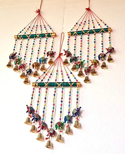 PALPAL Art Gallery Wind Chimes Combo Set of 3 Home Decoration Items for Hall balcaney Wall/Door/Window Hanging Bells (44 cm Multicolour)