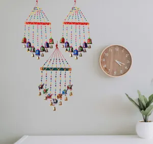 PALPAL Bell and Elephant Home Décor Wind Chime Set of 3 Wall Hangings