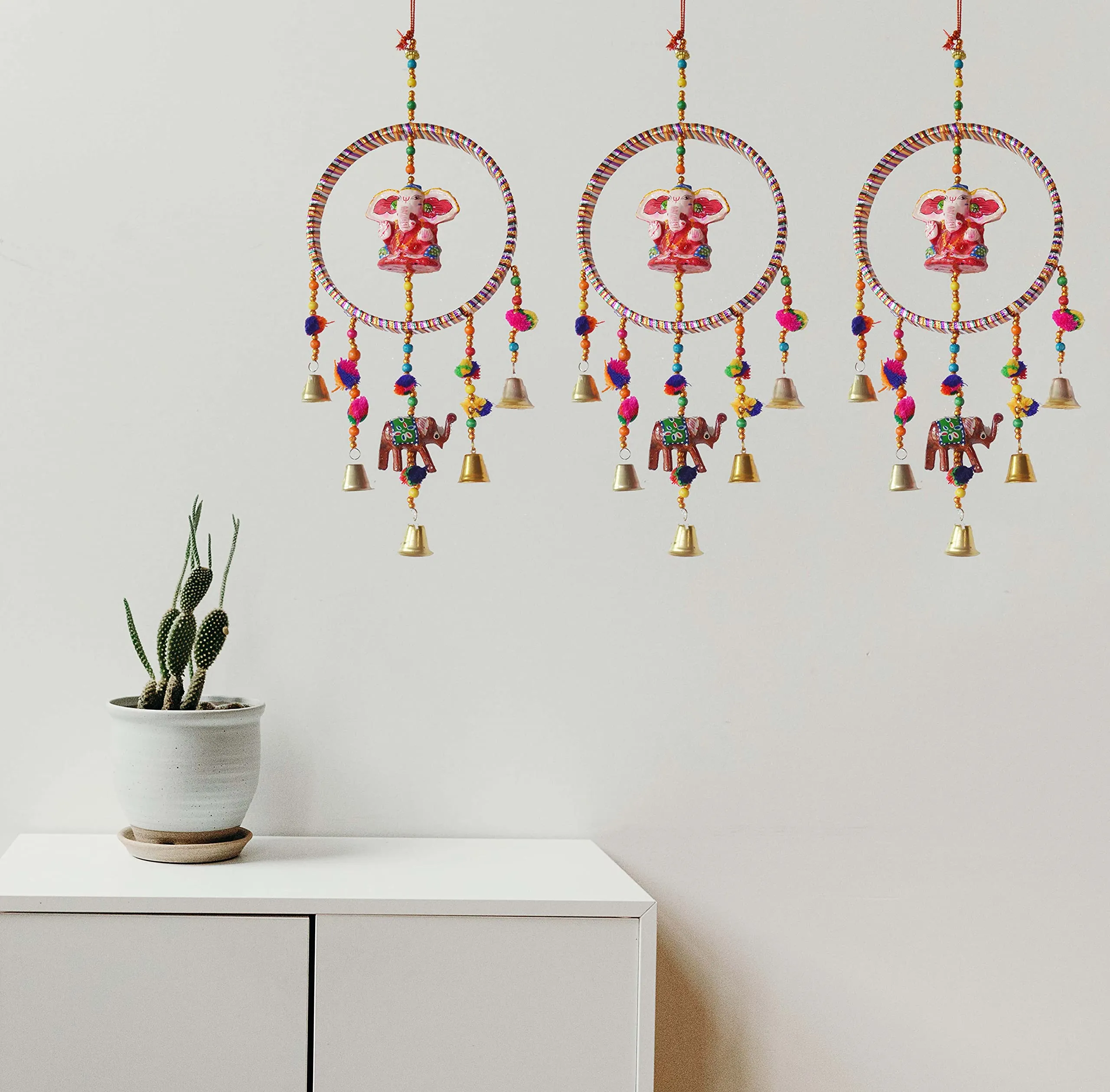 PALPAL Ganesh Big Ring Wall Hanging Wind Chimes - Set of 3
