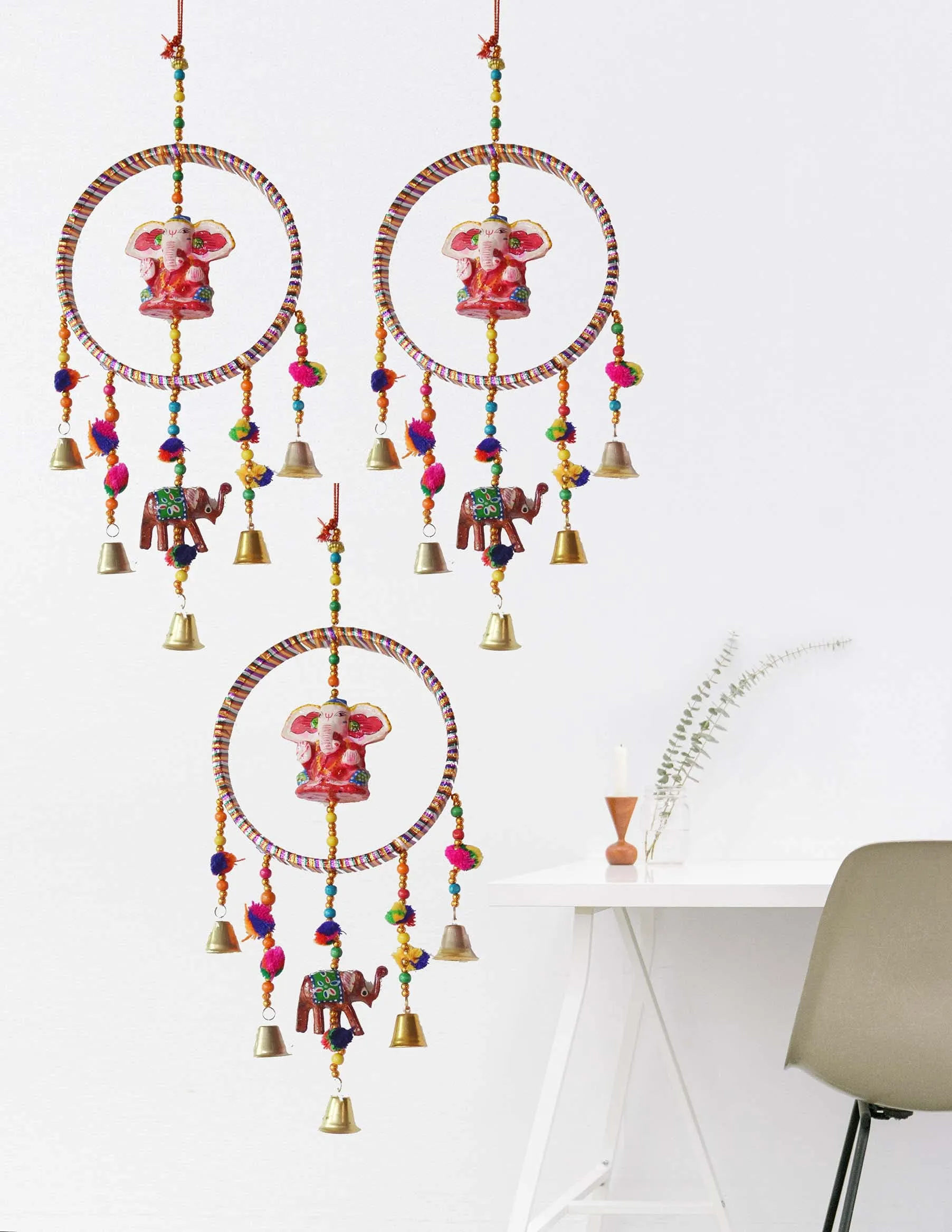 PALPAL Ganesh Big Ring Wall Hanging Wind Chimes - Set of 3