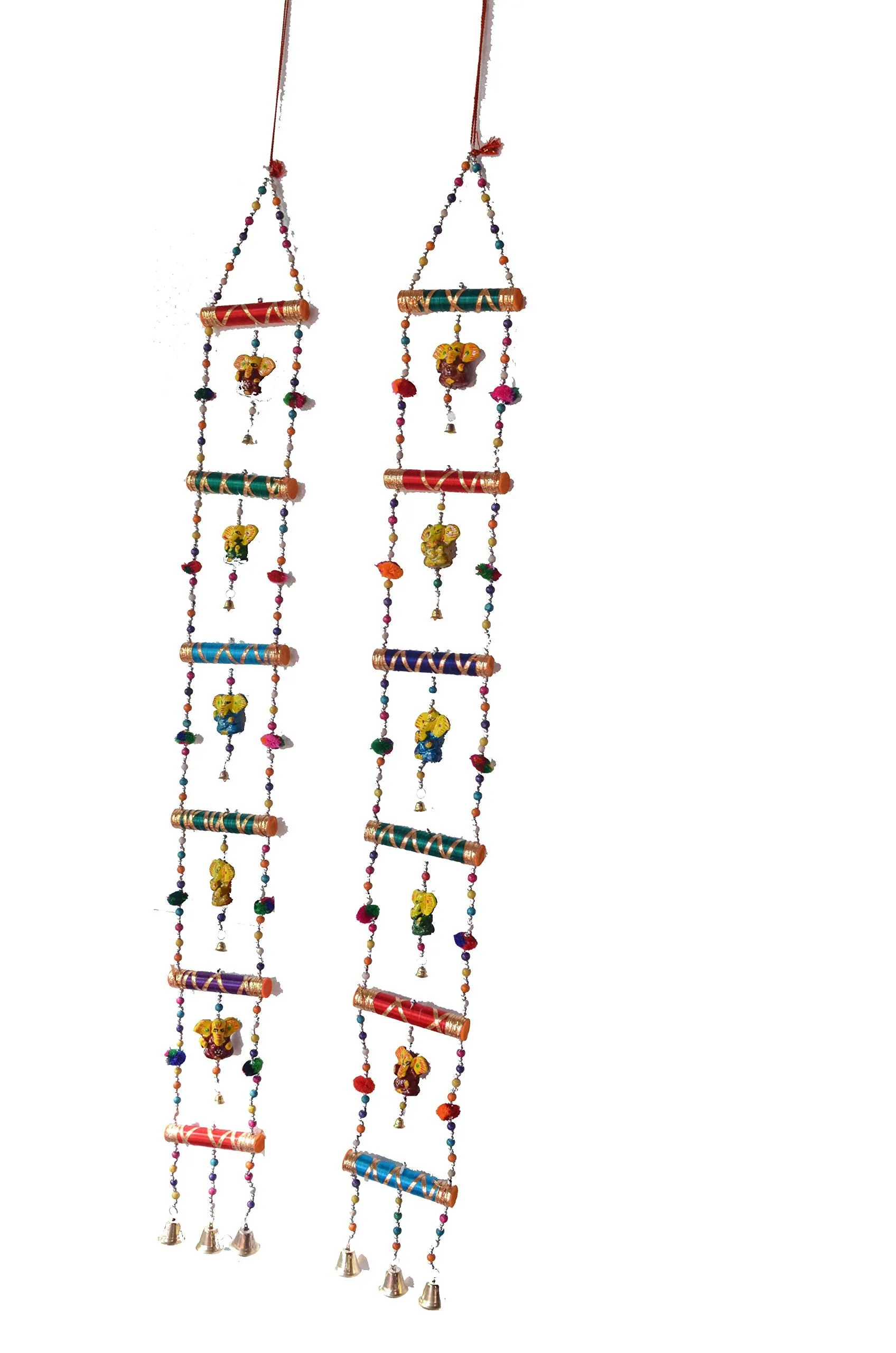 PALPAL Ganesh Dandiya Combo Set of 2 Home Decoration for Hall balcaney Wall Door Window Hanging (Paper Mache)(111 cm Multicolour)