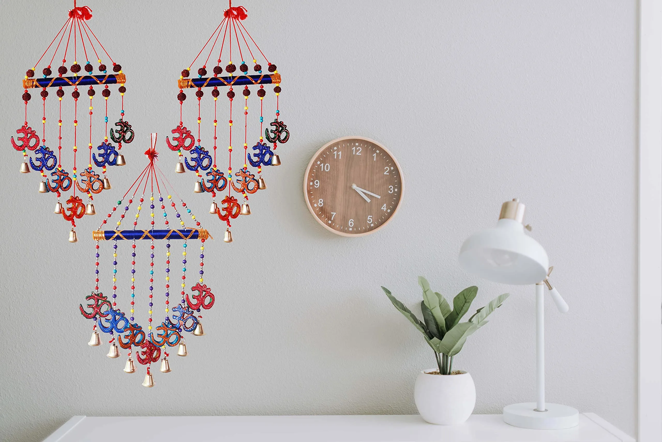 PALPAL Om Wind Chime with Sound for Home Décor Wall Hangings Set of 3 Dream Catcher Decoration