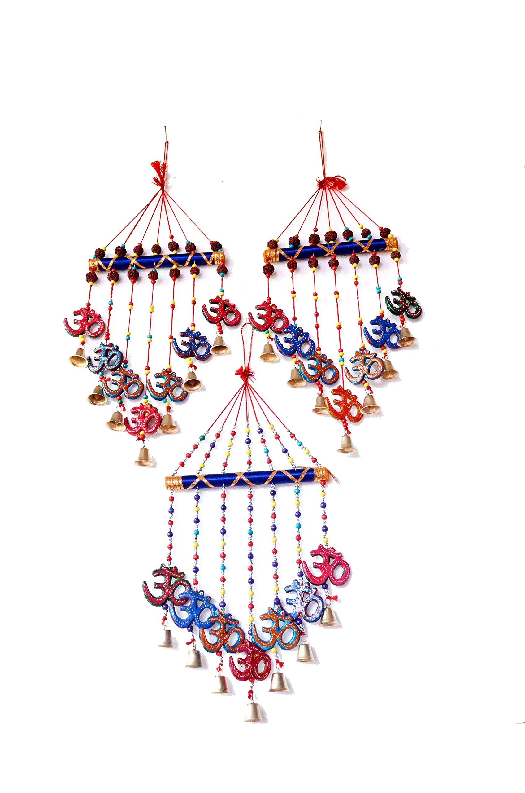 PALPAL Om Wind Chime with Sound for Home Décor Wall Hangings Set of 3 Dream Catcher Decoration