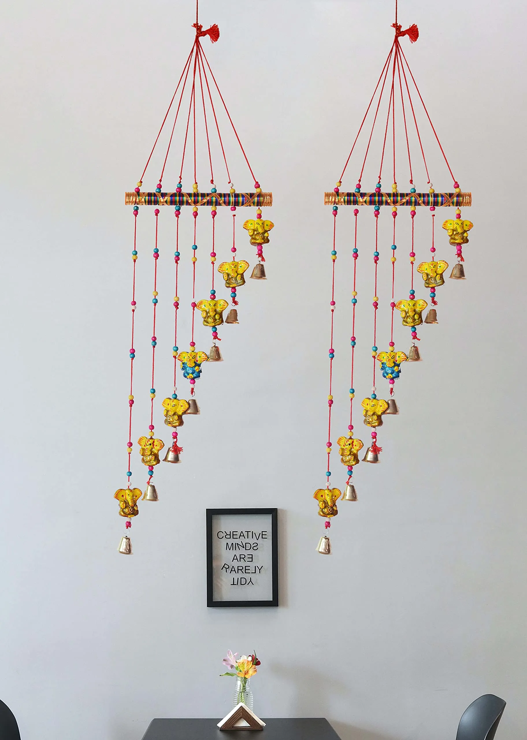 PALPAL Paper Mache Ganesh Wind Chimes for Balcony Home Décor Decoration Combo Set of 2