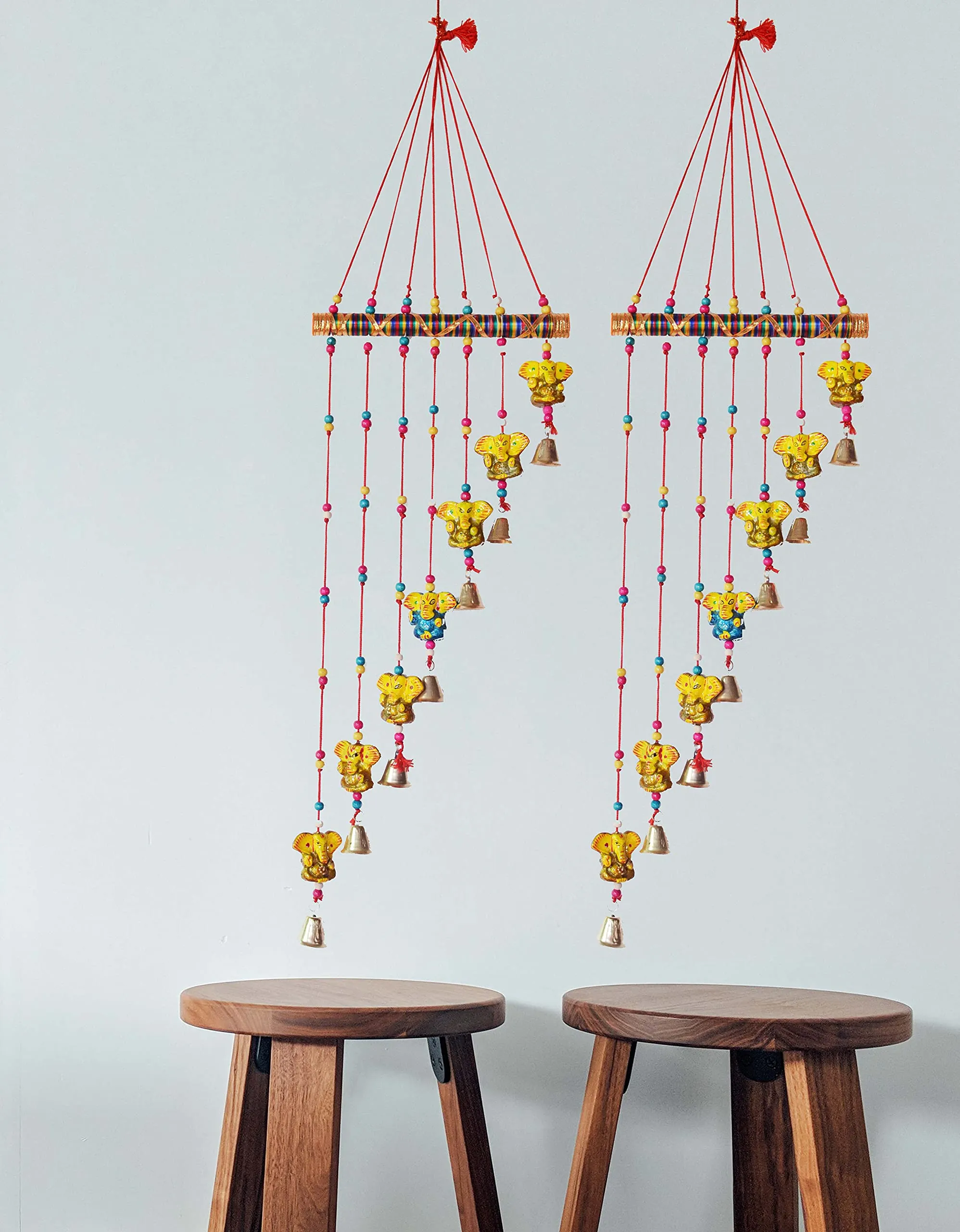 PALPAL Paper Mache Ganesh Wind Chimes for Balcony Home Décor Decoration Combo Set of 2