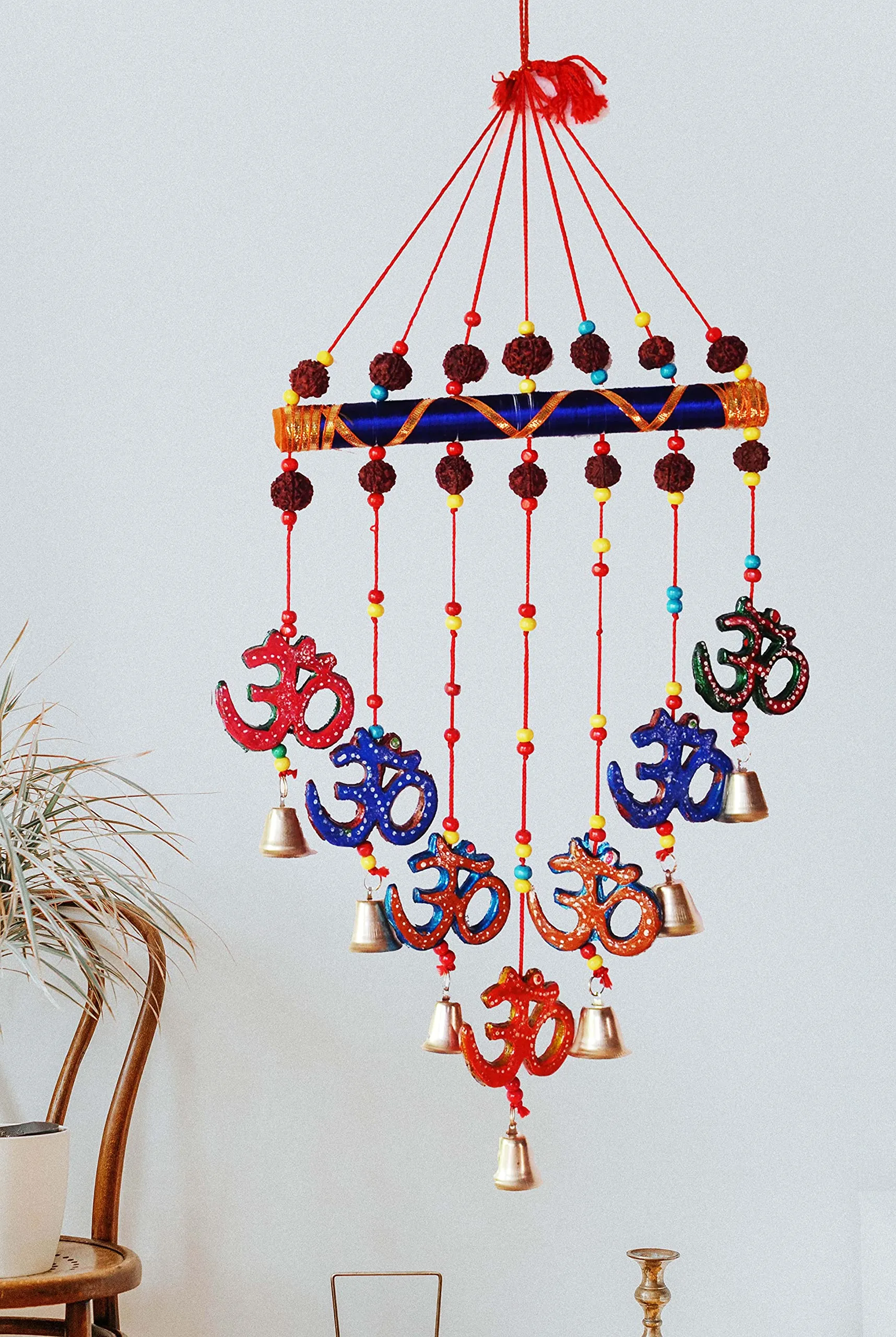 PALPAL Paper Mache OM Rudra Wind Chimes Wall Hangings Door Hangings Home Décor Item Set of 1