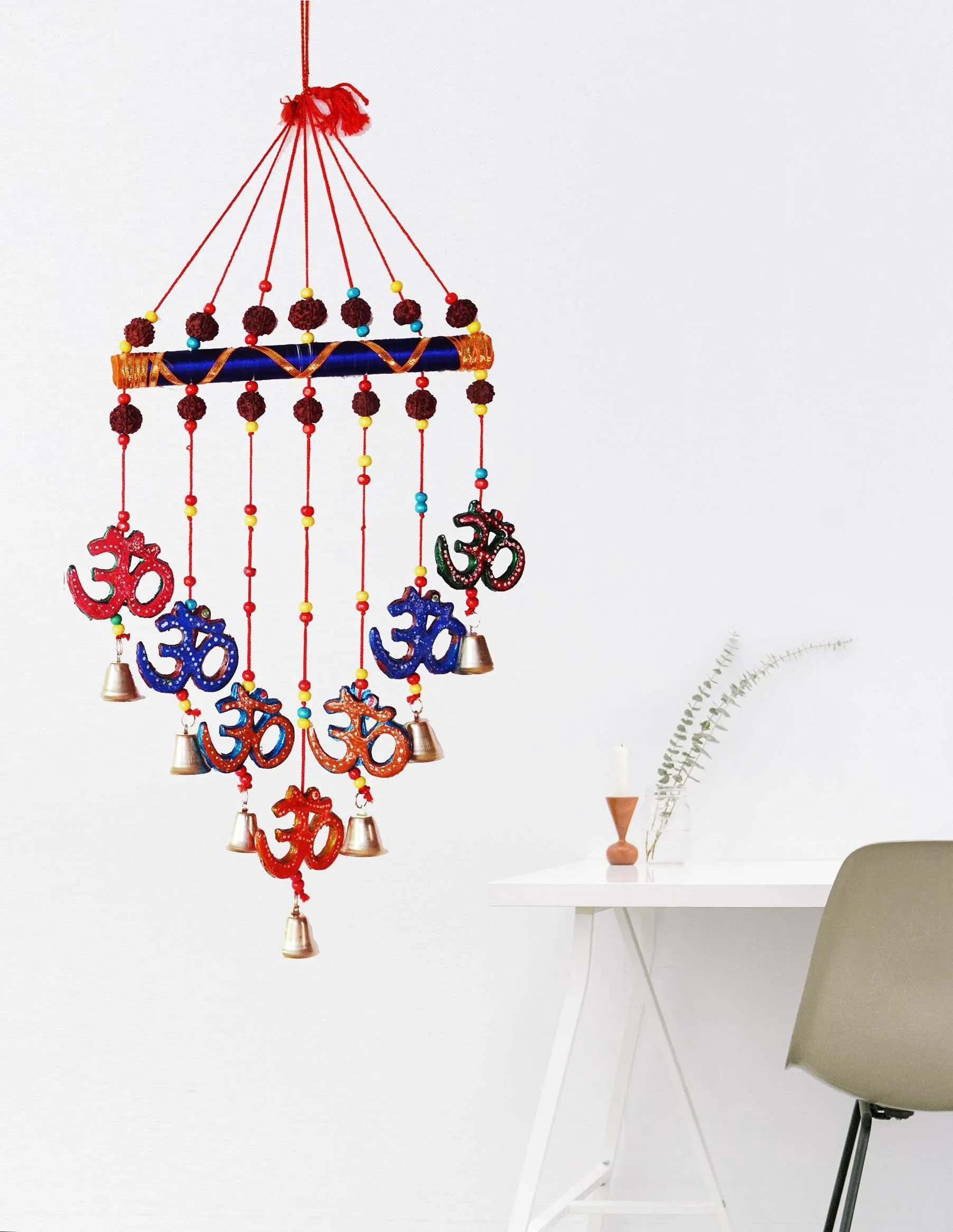 PALPAL Paper Mache OM Rudra Wind Chimes Wall Hangings Door Hangings Home Décor Item Set of 1