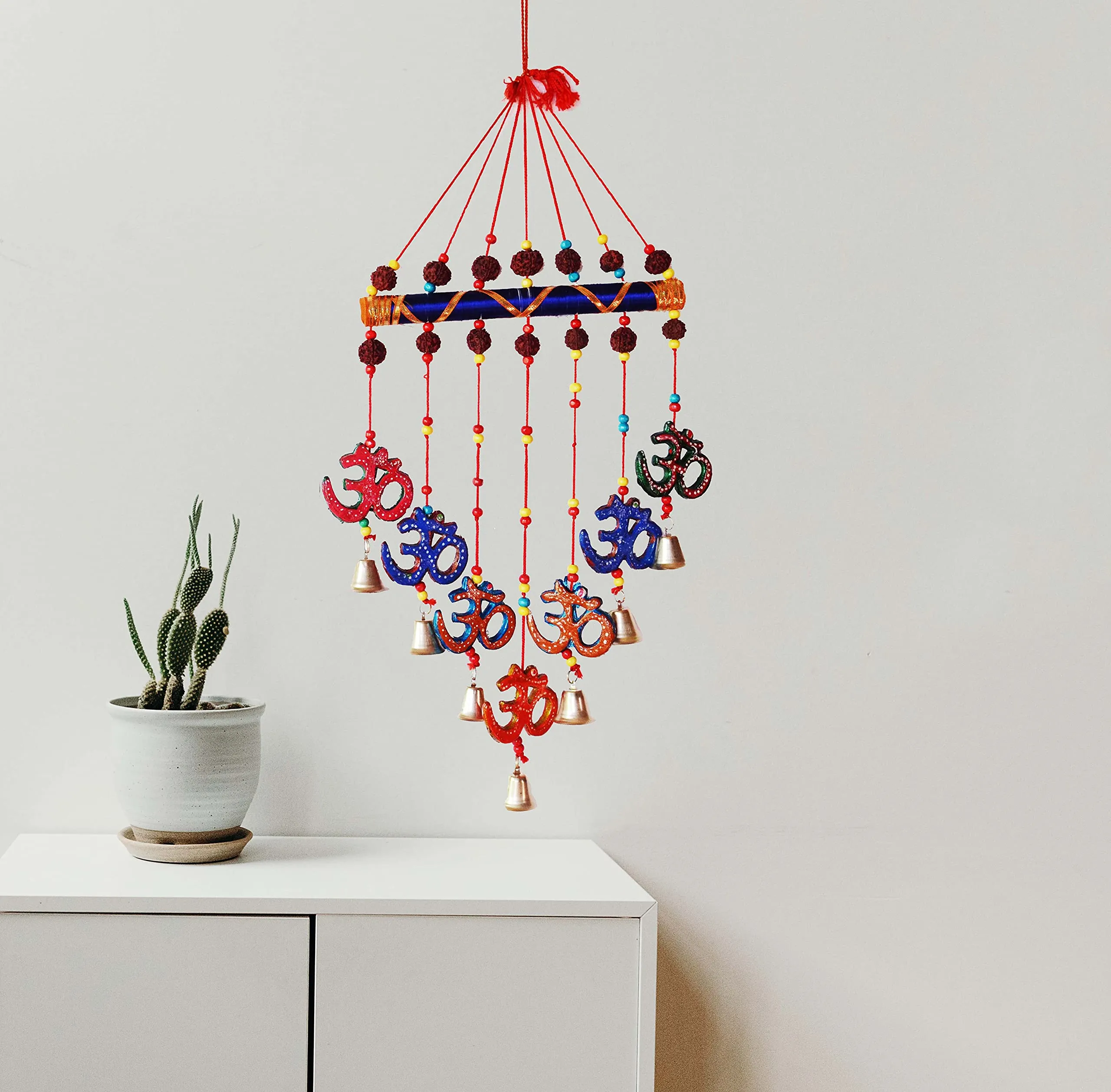 PALPAL Paper Mache OM Rudra Wind Chimes Wall Hangings Door Hangings Home Décor Item Set of 1