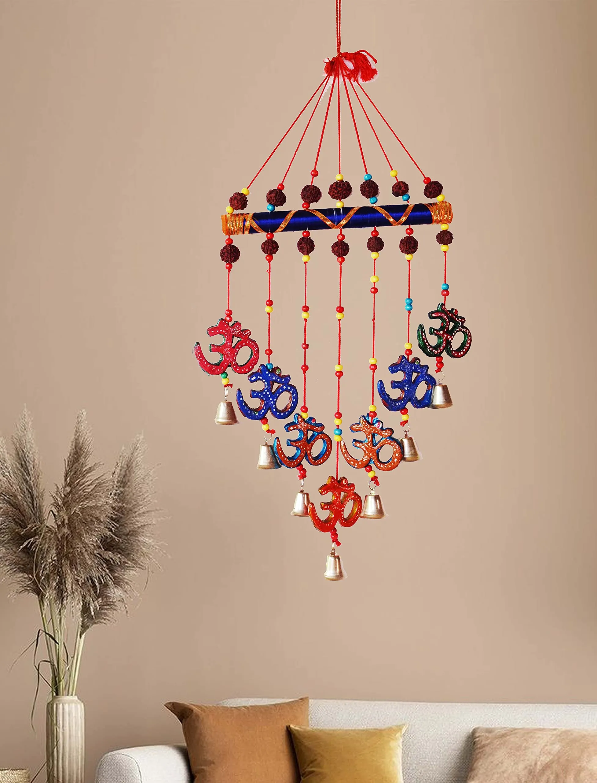 PALPAL Paper Mache OM Rudra Wind Chimes Wall Hangings Door Hangings Home Décor Item Set of 1