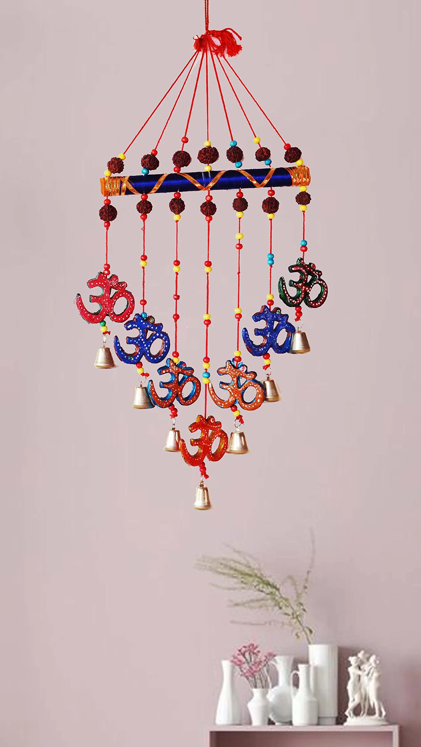 PALPAL Paper Mache OM Rudra Wind Chimes Wall Hangings Door Hangings Home Décor Item Set of 1