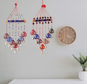 PALPAL Paper Mache om Wind Chimes for Home Decor Decoration Door Hangings Combo Set of 2 (75 cm, Multicolor)