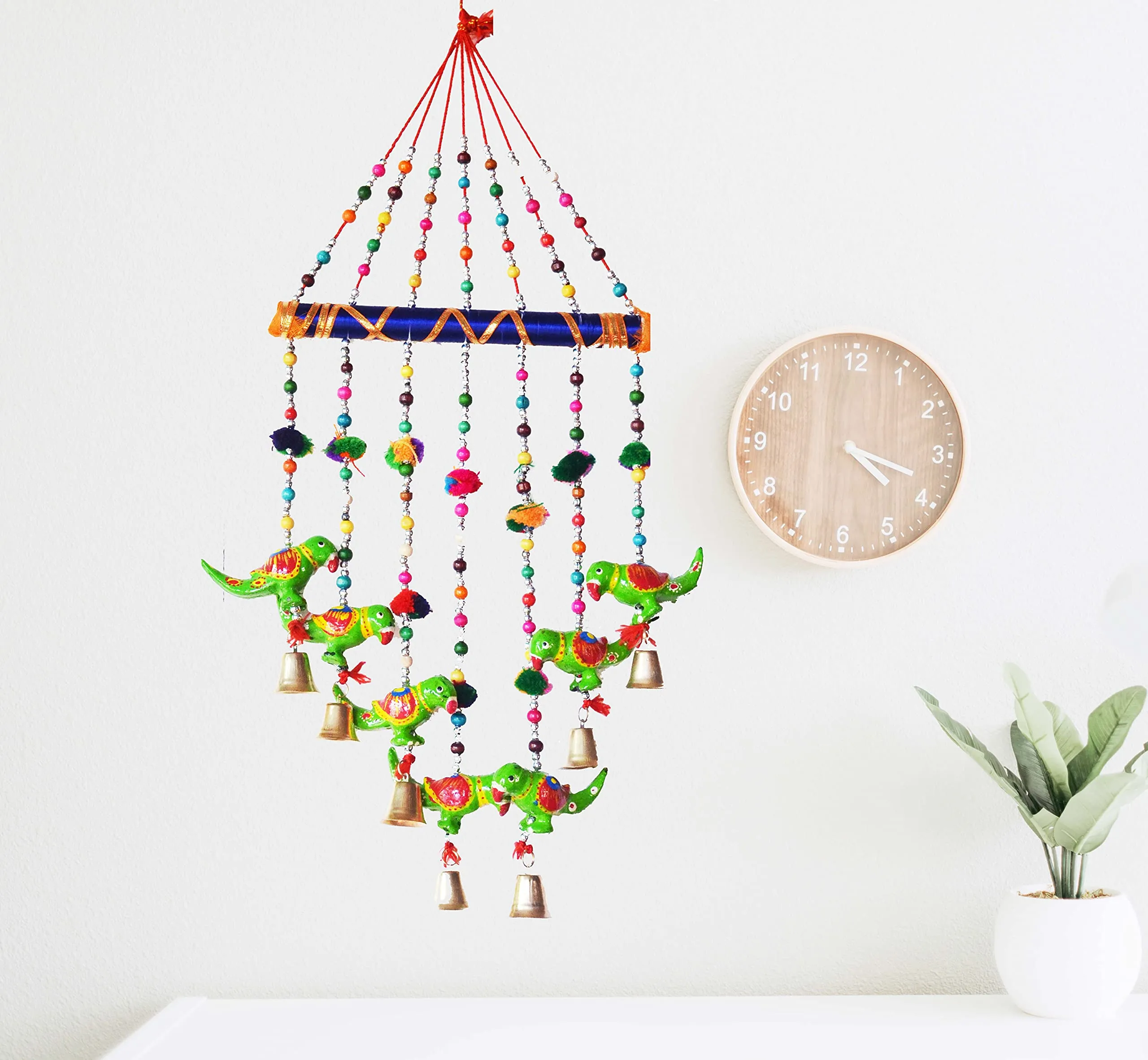 PALPAL Parrot Wind Chimes for Home Decoration Office Temple Hanging Decorate Wall Door Window Paper Mache 60cm (Green)