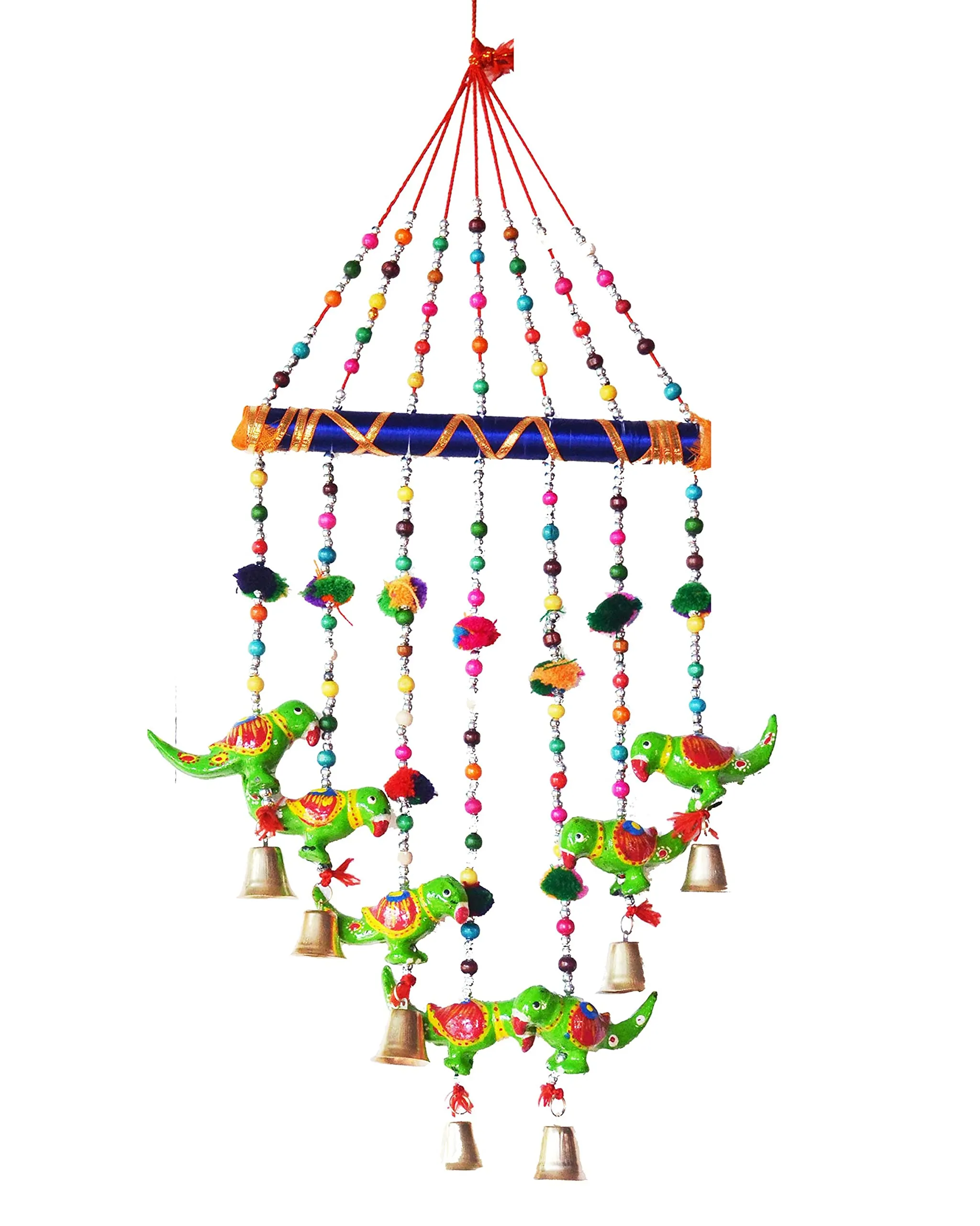 PALPAL Parrot Wind Chimes for Home Decoration Office Temple Hanging Decorate Wall Door Window Paper Mache 60cm (Green)