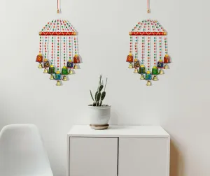 PALPAL Wind Chimes for balcaney Home Decoration Bell V Shape Combo Set of 2 Hall balcaney Wall Door Window Hanging (Paper Mache)(80CM, Multicolour)