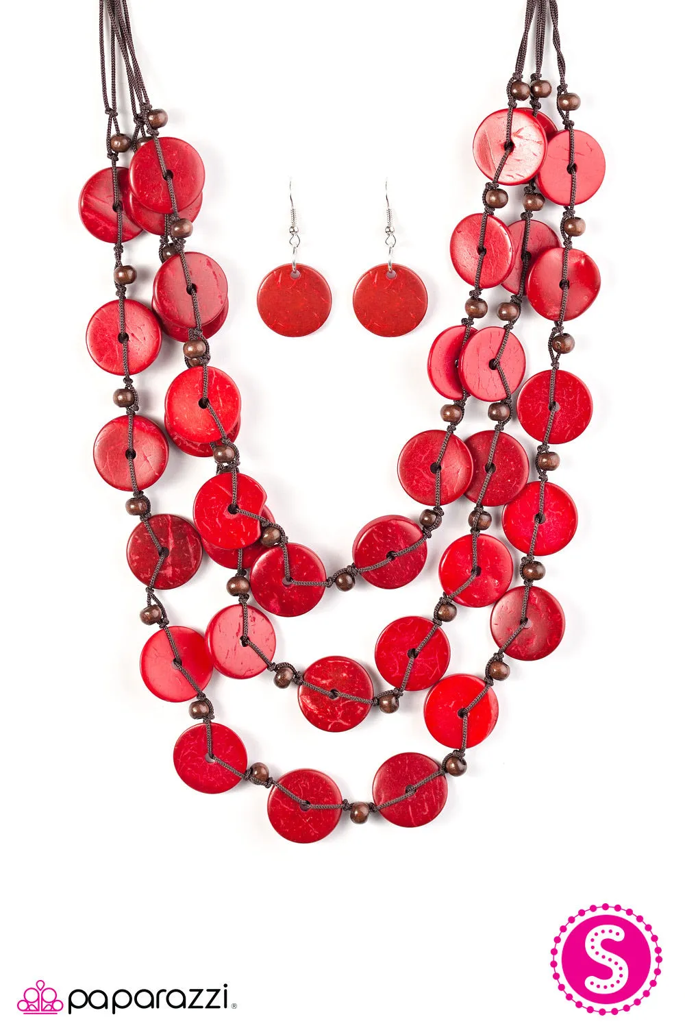 Paparazzi Accessories - Tiki Tango #N223 Peg - Red Necklace