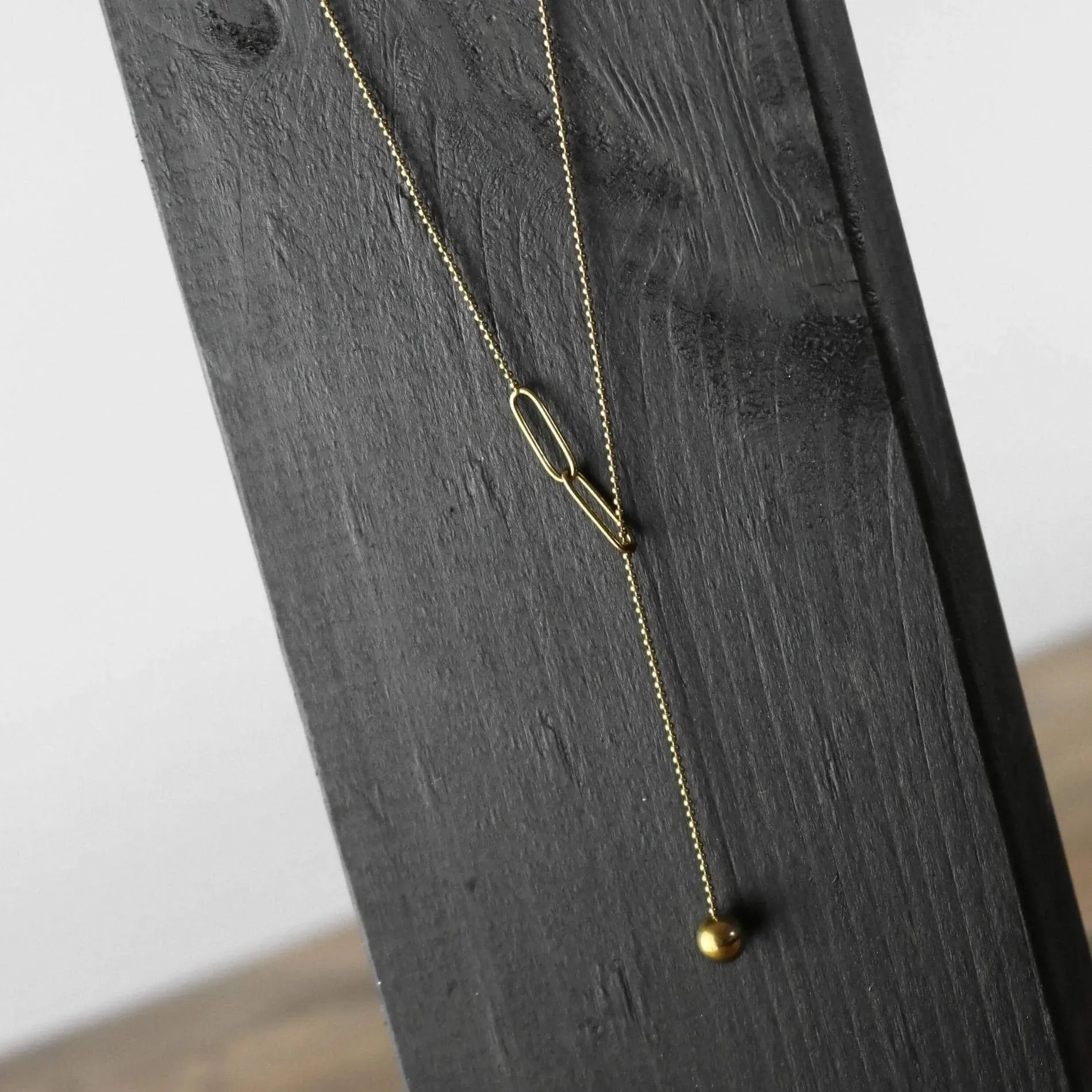 Passion Waterproof Single Link & Ball Y Necklace 18K Gold Plating