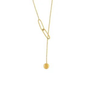 Passion Waterproof Single Link & Ball Y Necklace 18K Gold Plating