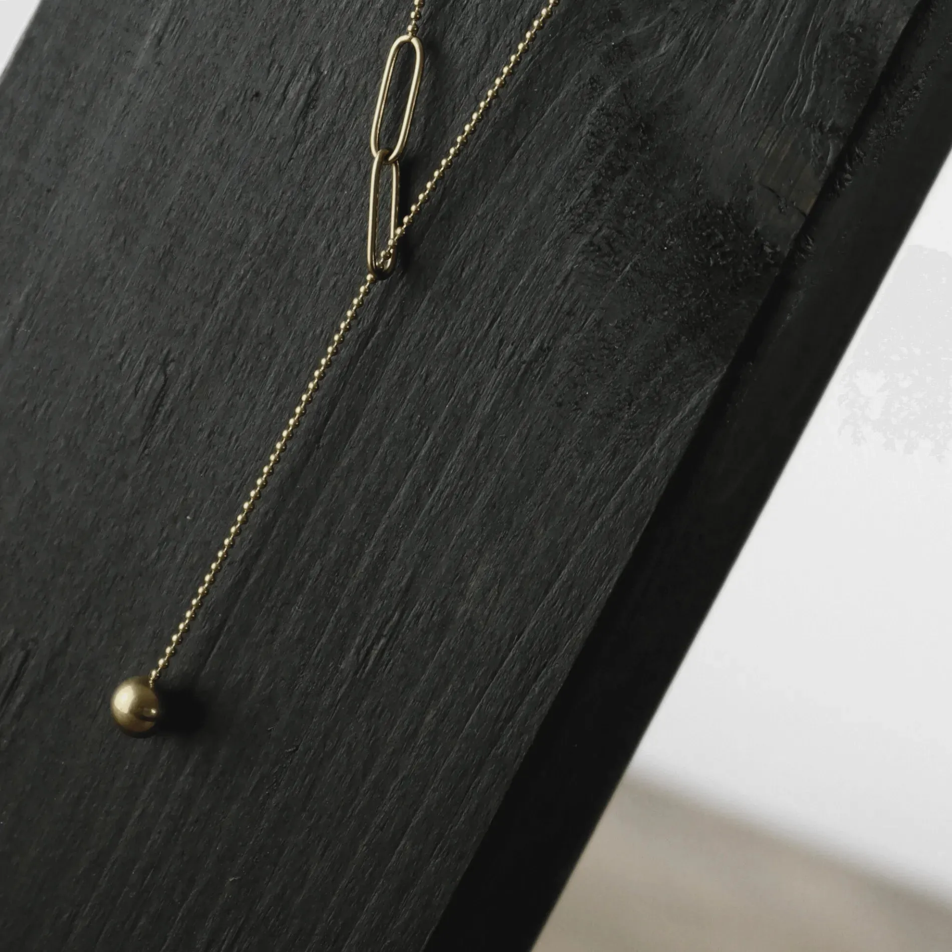 Passion Waterproof Single Link & Ball Y Necklace 18K Gold Plating