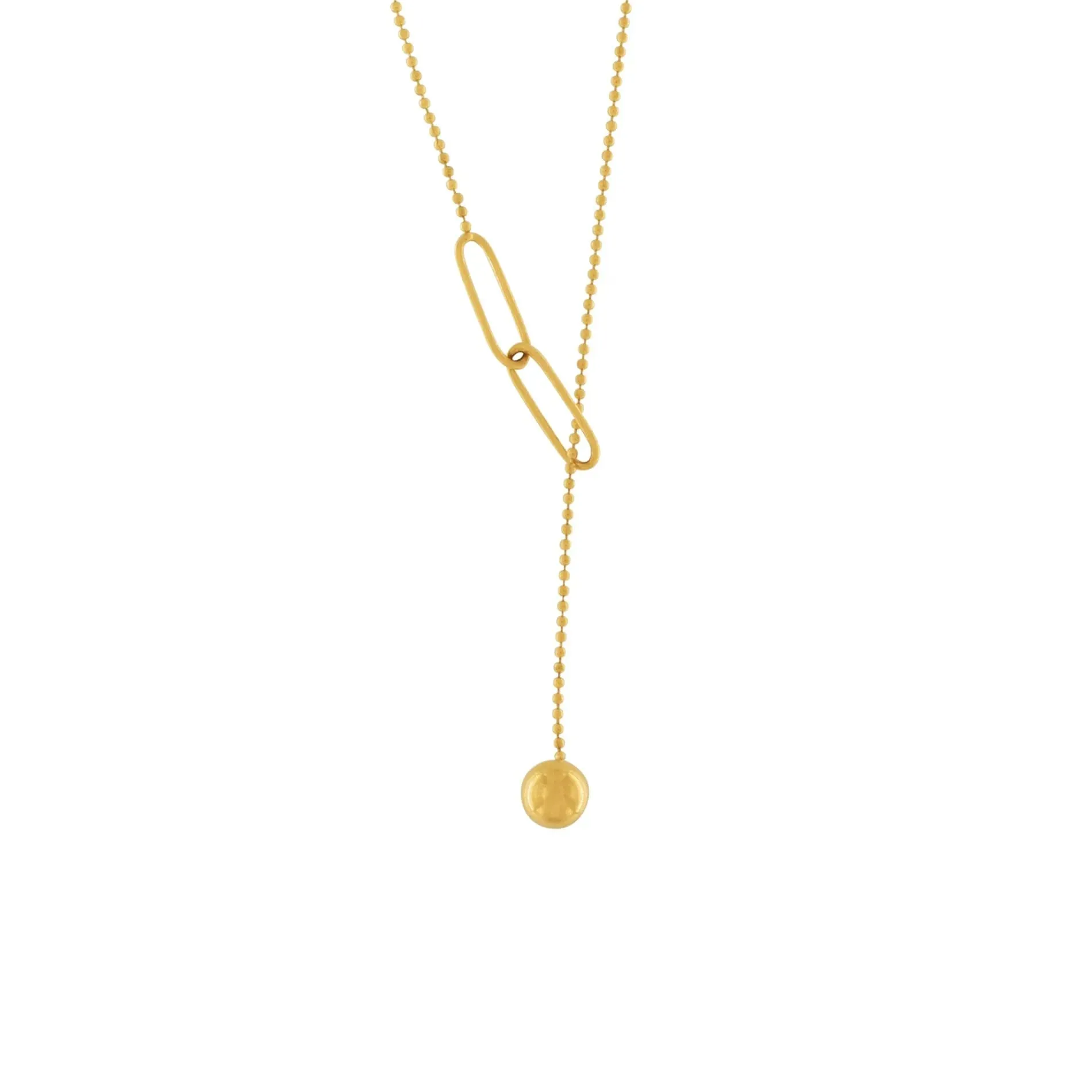 Passion Waterproof Single Link & Ball Y Necklace 18K Gold Plating