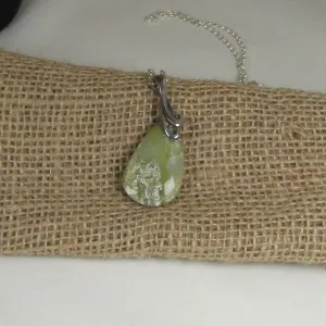 Pendant Necklace - Designer Cut Green Opal Pendant