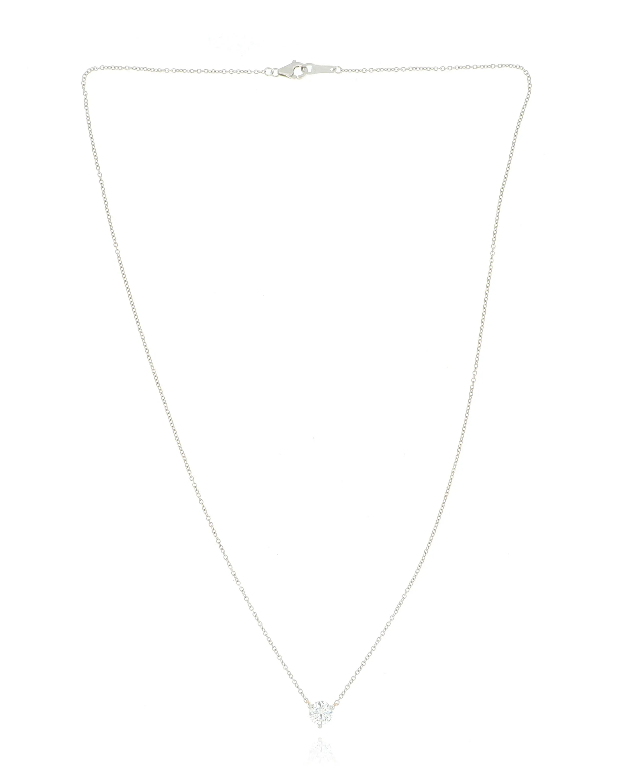 Platinum and 18k Yellow Gold Signature Solitaire Necklace