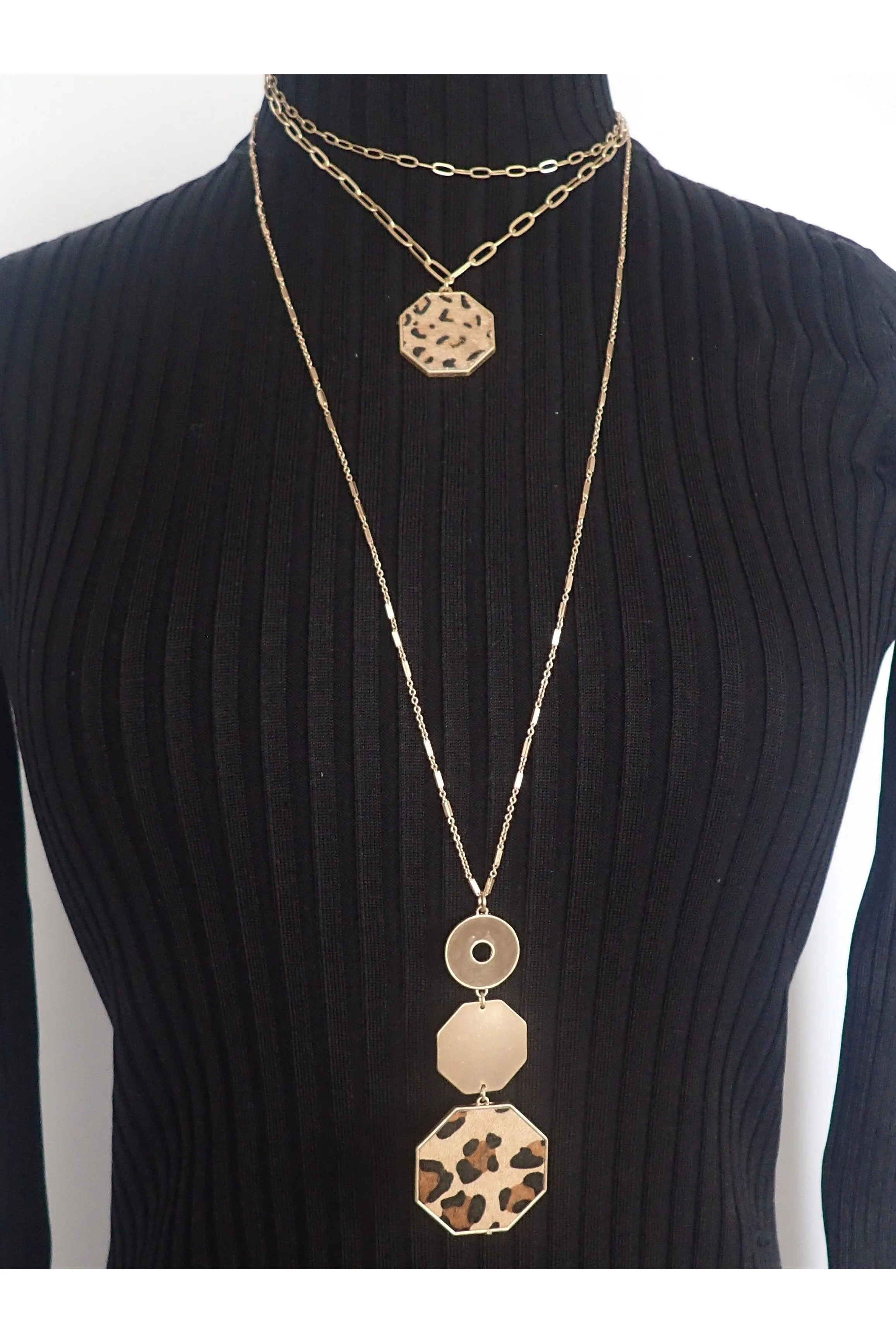 Project Double Chain Gold Necklace With Leopard Pendant
