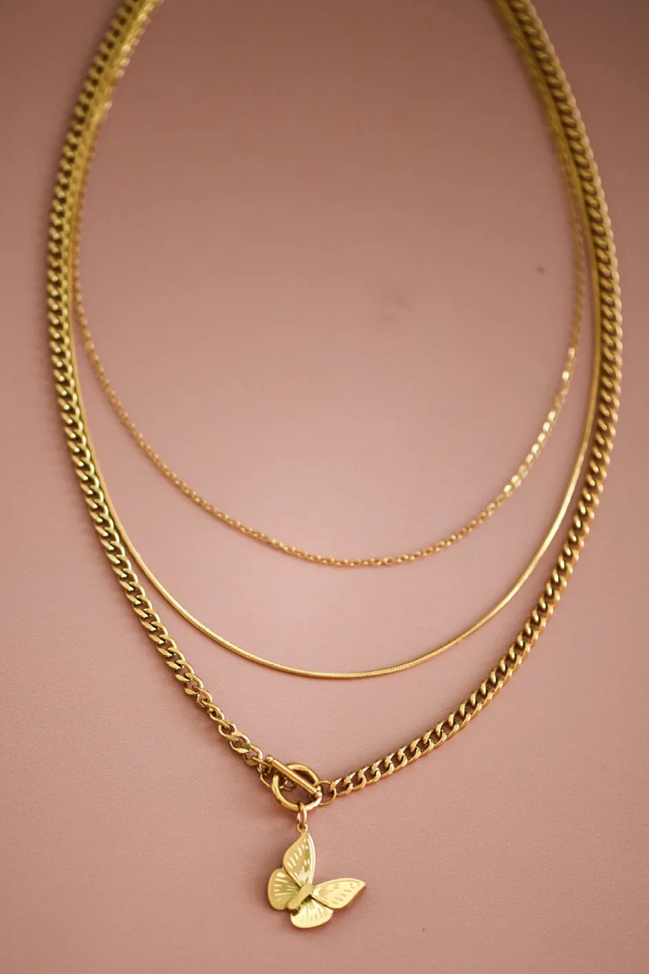"Kelly" Layered Butterfly Necklace