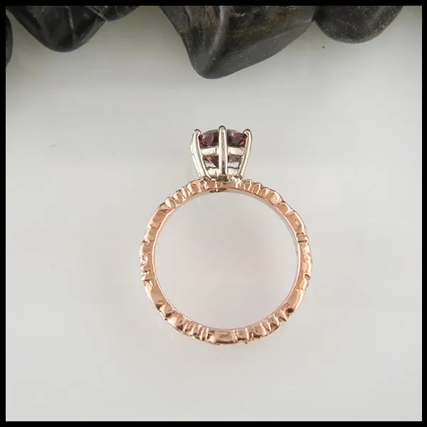 Raspberry Rhodolite Garnet and Trinity Scroll Ring