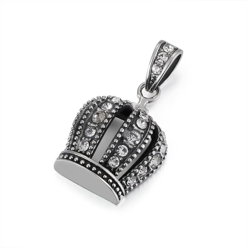 Regal Zircon Crown Titanium Pendant for Men