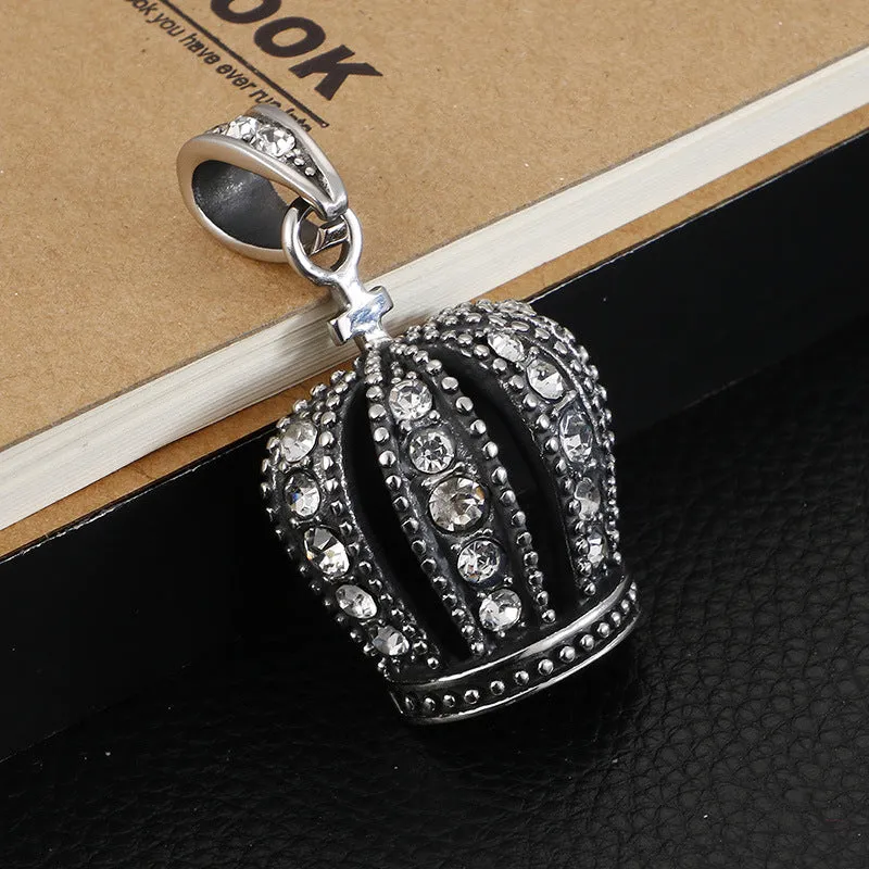 Regal Zircon Crown Titanium Pendant for Men
