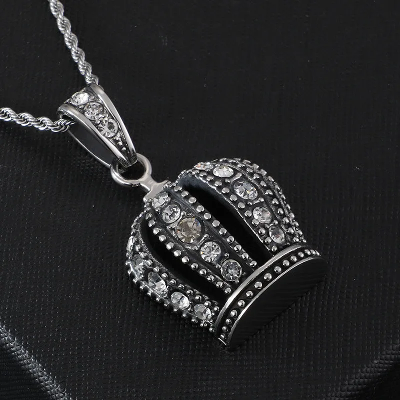 Regal Zircon Crown Titanium Pendant for Men