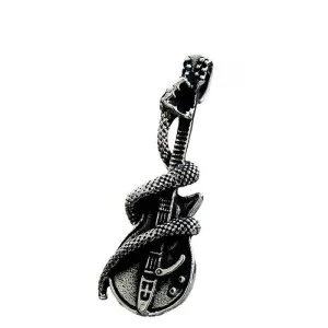 Retro European-American Stainless Steel Coiled Snake Guitar Pendant for Men - Hot Sale Titanium Steel Accessory