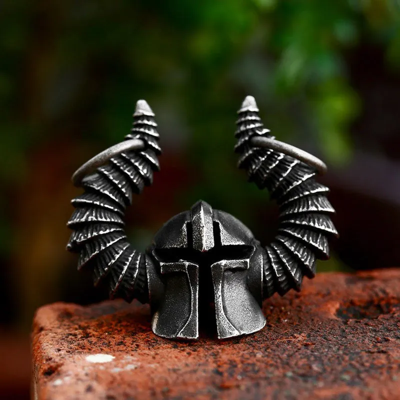 Retro Hip-Hop Titanium Steel God of War Helmet Pendant for Men - Wholesale Stainless Steel Jewelry
