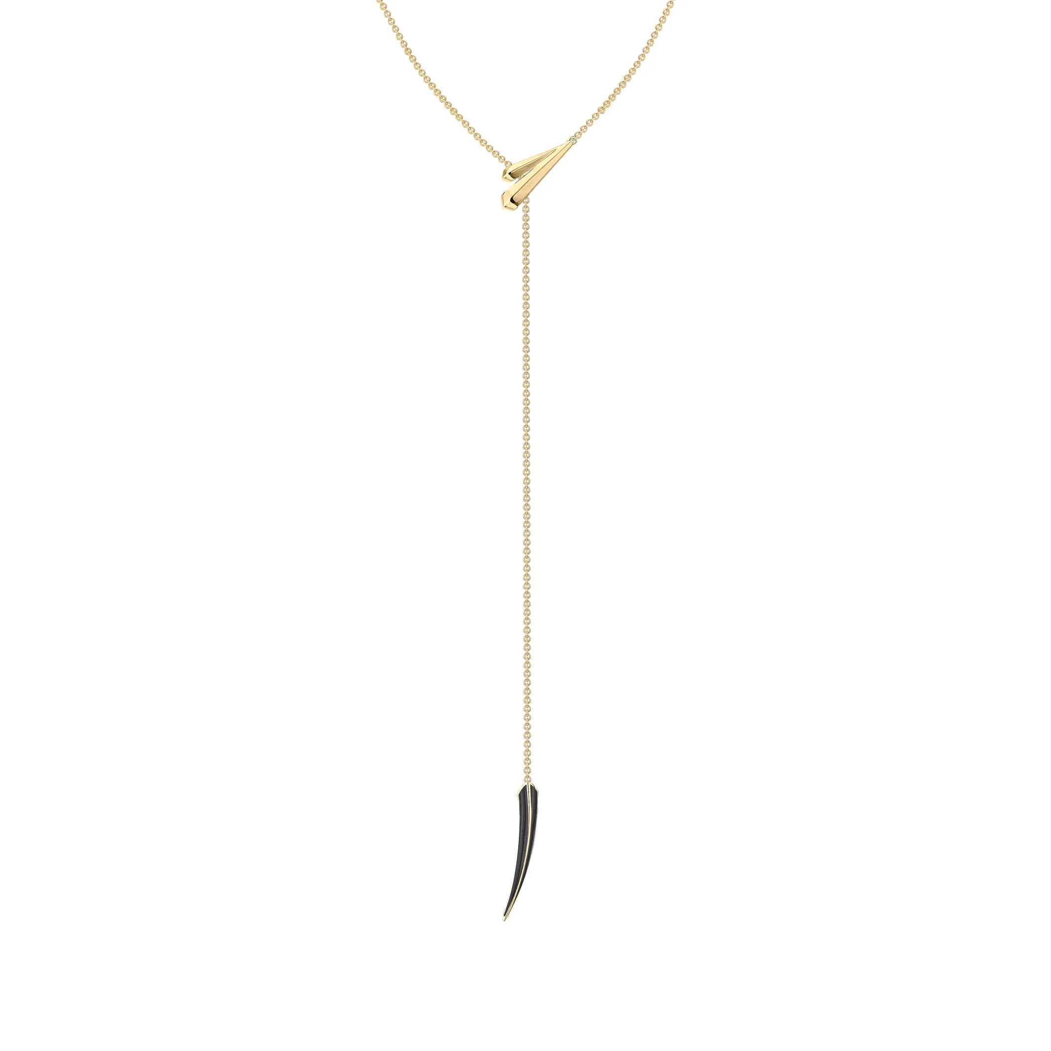 Sabre Deco Long Necklace - Yellow Gold Vermeil & Black Ceramic