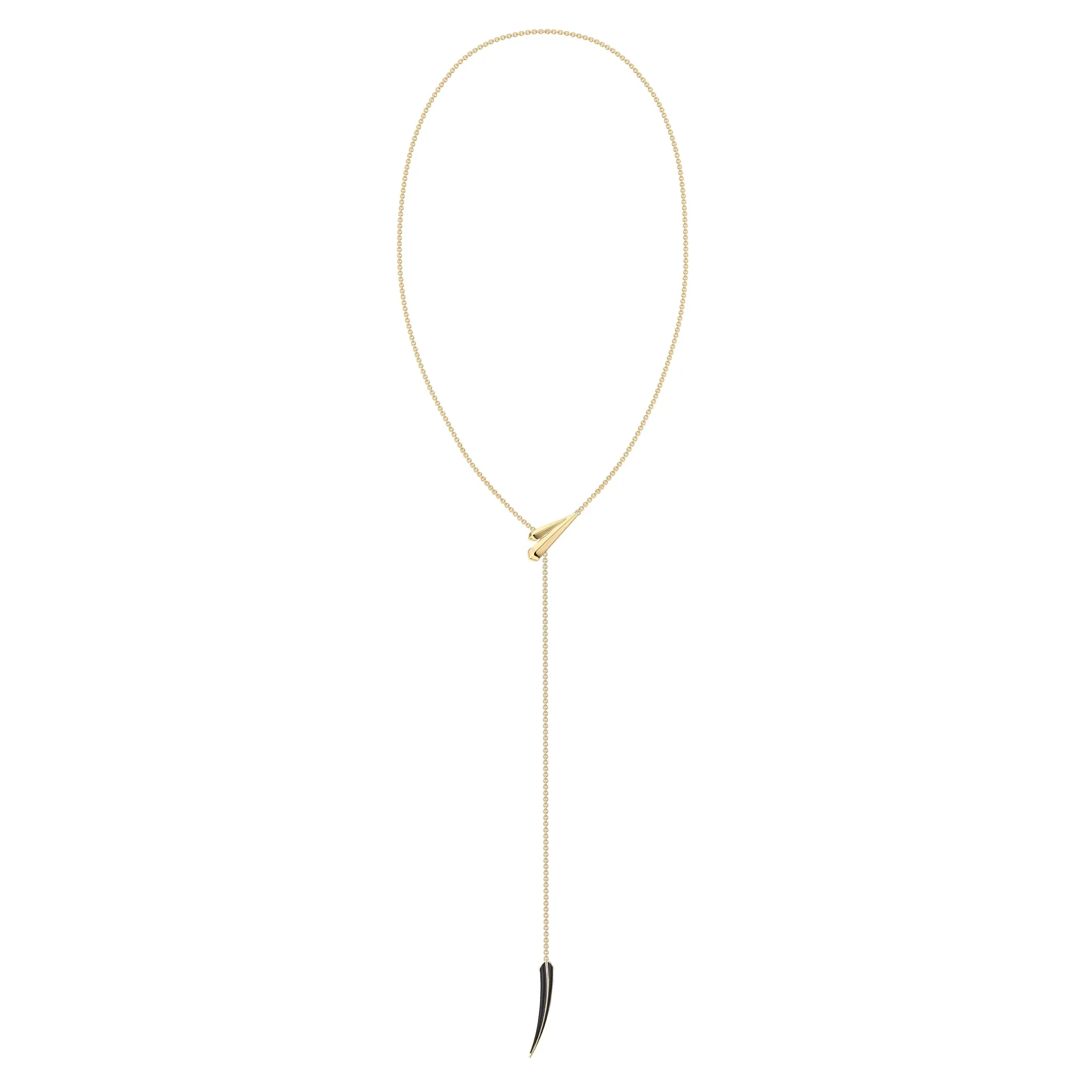 Sabre Deco Long Necklace - Yellow Gold Vermeil & Black Ceramic