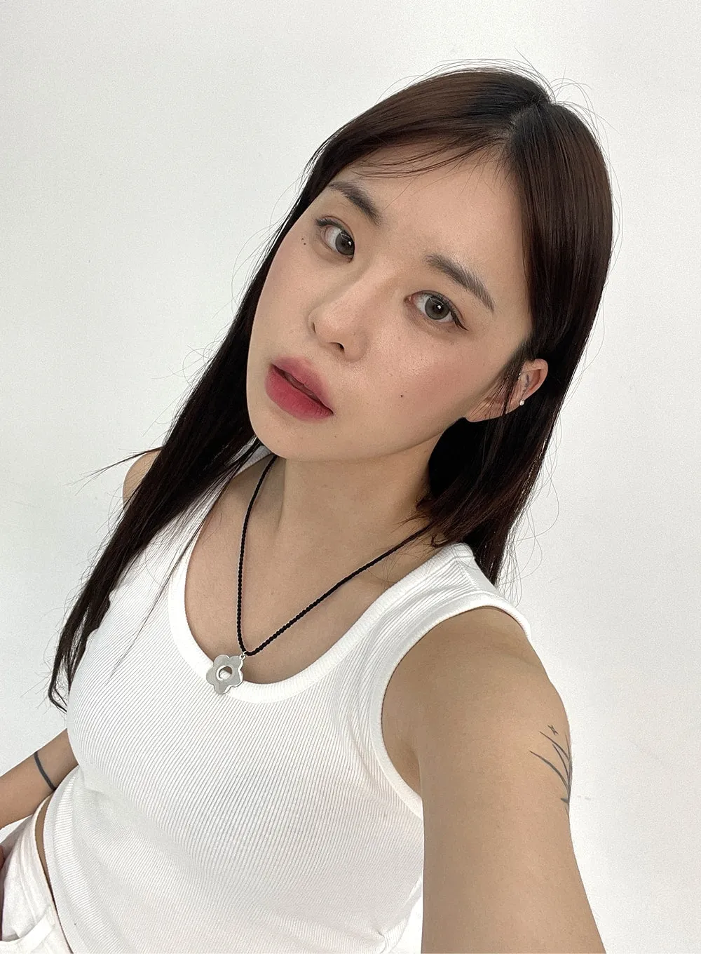 Silver Color Flower Necklace CL331