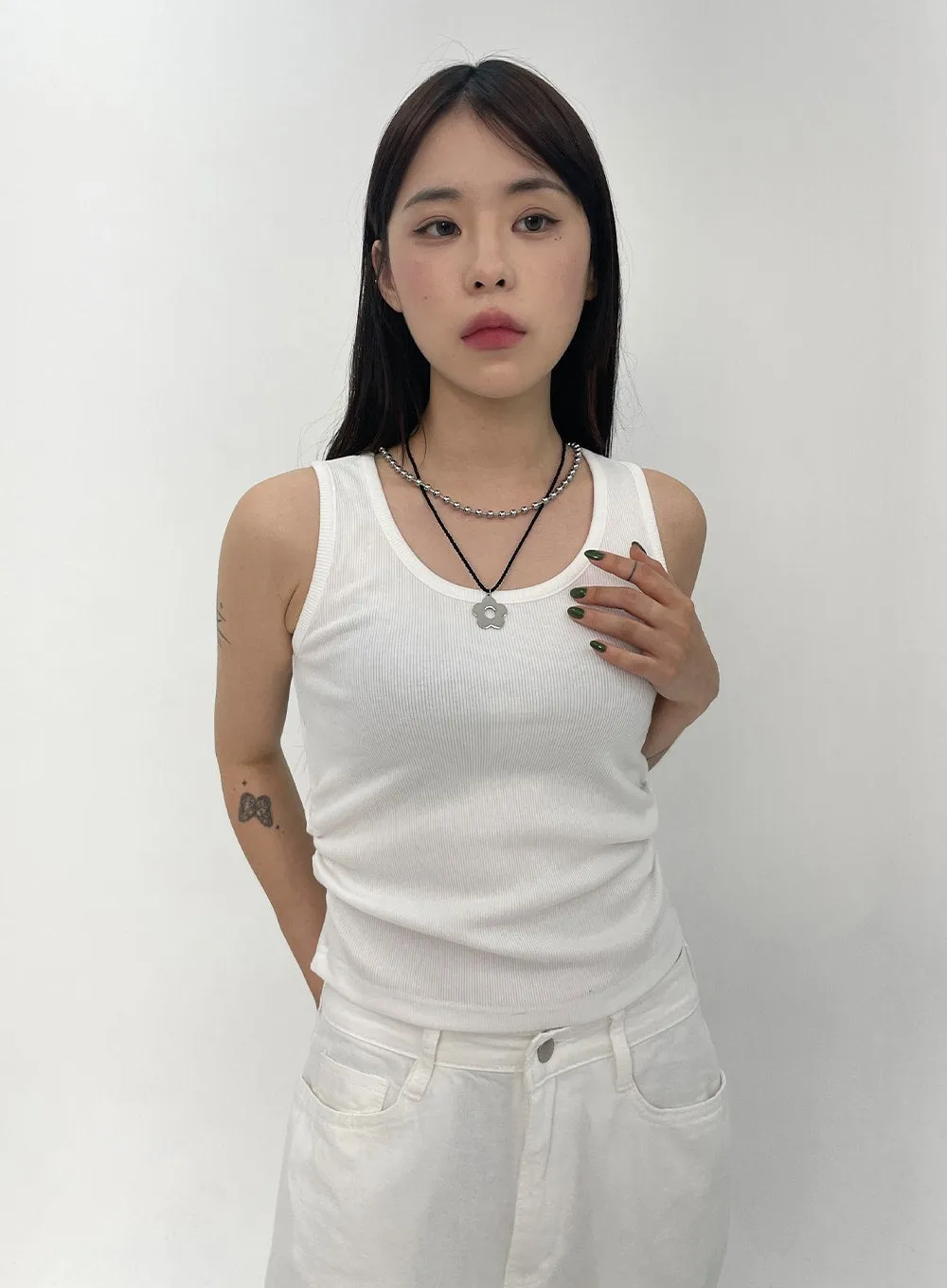 Silver Color Flower Necklace CL331