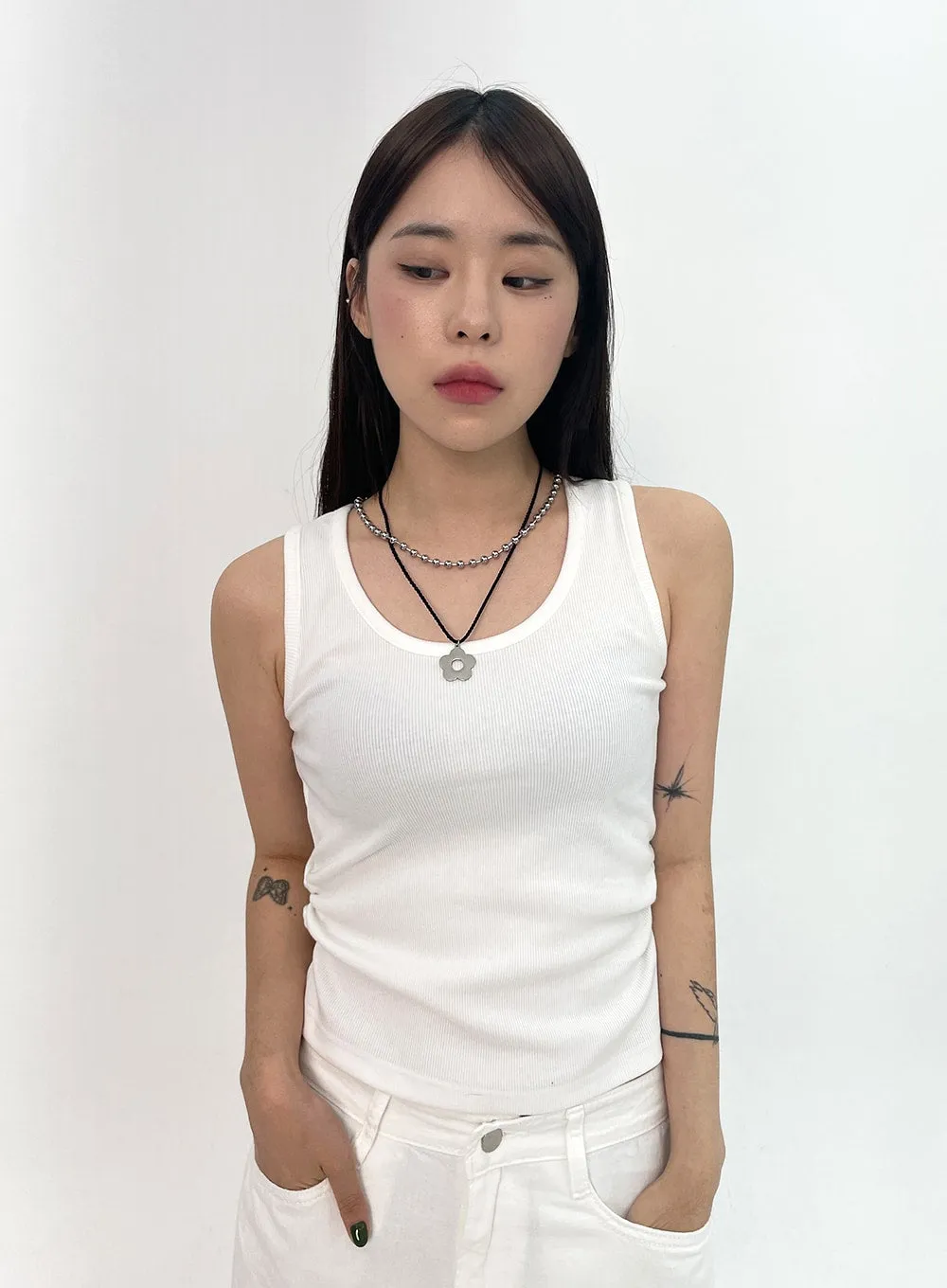 Silver Color Flower Necklace CL331