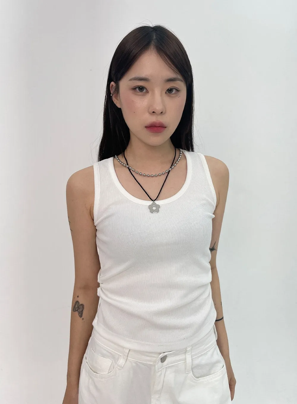 Silver Color Flower Necklace CL331