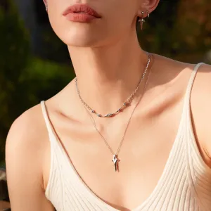 Silver Geometric Point Pendant Necklace