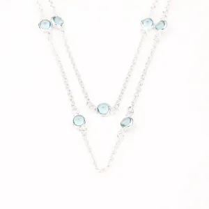 Silverworks N3606 Aquamarine Double Rolo Necklace