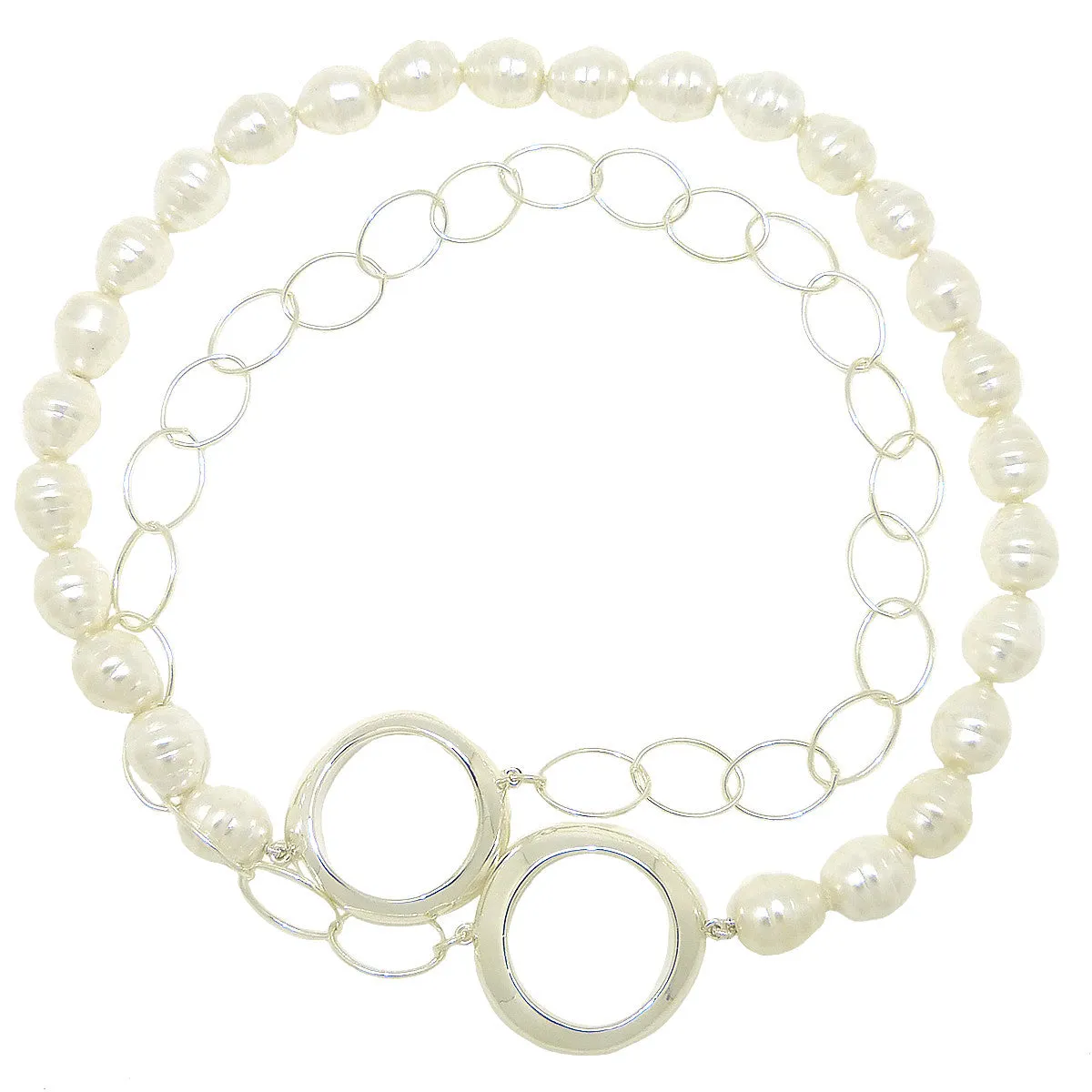 Simon Sebbag Long Small Shell Pearl Chain Necklace Sterling Silver 925 Round Oval NB826SSPCH