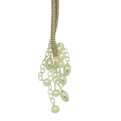 Simon Sebbag Sterling Silver Bead Pearl Suede Leather Necklace Lariat Wear 2 Way